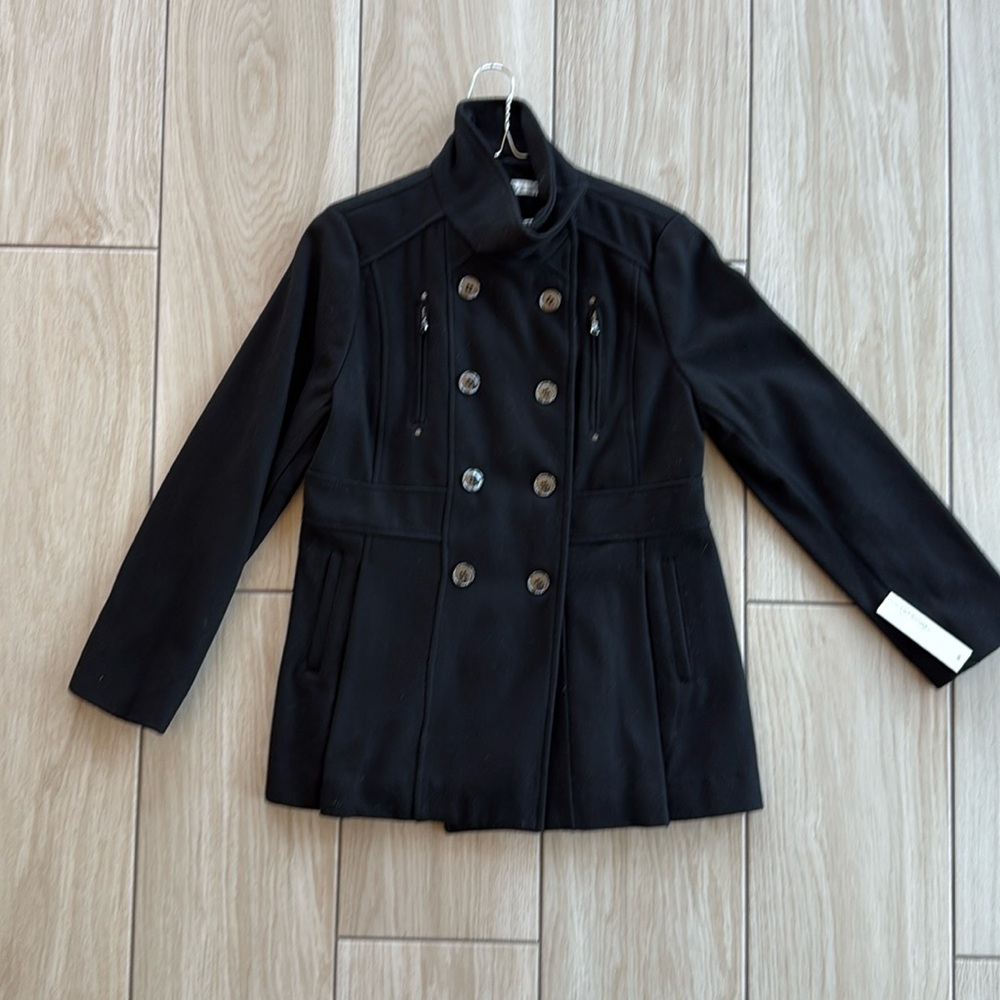 Kenneth Cole Black Melton Coat